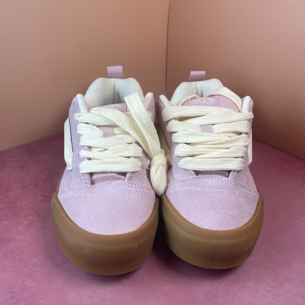 Vans Womens New Skool Sneakers in Light Pink with Gum Sole
